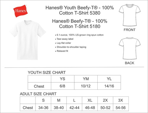 Hanes® Youth Beefy-T® - 100% Cotton T-Shirt - 5380 - Picture 2 of 3