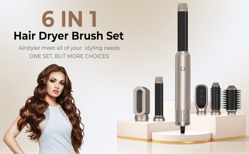 Air Styler Hairstyler 6in1 Rundbürstenföhn Warmluftbürste,Haarstyler + 6Aufsätze - Bild 11 von 24