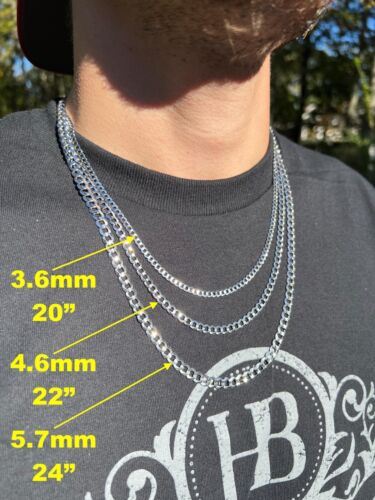 Real Solid 14k White Gold Curb Miami Cuban Link Chain 16-30" 2.5-5.7mm Necklace - Picture 2 of 12