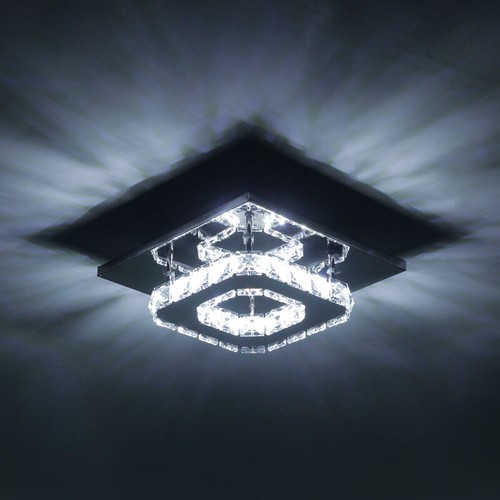 Crystal LED Ceiling Light Modern Square Chrome Lamp Fitting Pendant Chandelier - Picture 10 of 64