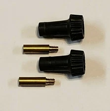 2 BLACK KNOBS WITH 1/2" BRASS EXTENSIONS FOR TURN KNOB LAMP SOCKET NEW 875J