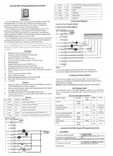Wifi APP Teclado Pin Código Control de Acceso Independiente Metal EM 125Khz WG26 Lector - Imagen 12 de 15