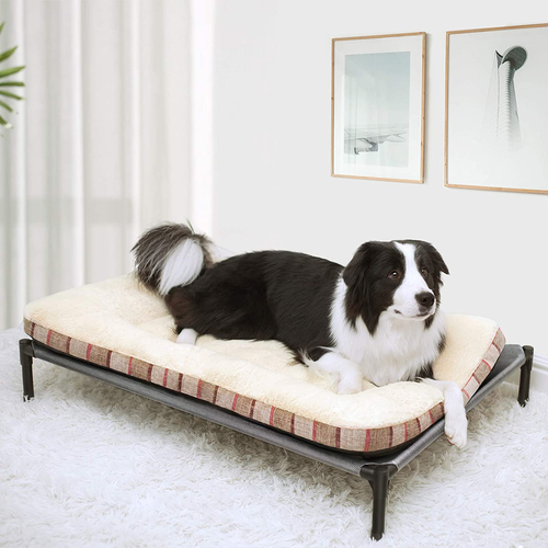 Cama elevada para perro para perros pequeños, medianos, grandes, malla transpirable y marco duradero - Imagen 6 de 8
