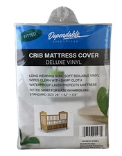 Fitted Crib Mattress Cover Vinyl Standard Size 28" x 52 Waterproof Protection