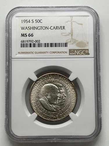 1954 S Washington Carver Commemorative Silver Half Dollar NGC MS66 (NGC Pop 187)