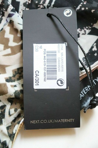 NEXT - MATERNITY BODYCON STRETCH V-NECK GRAPHIC SLEEVELESS MIDI DRESS WOMEN UK10 - Picture 9 of 11