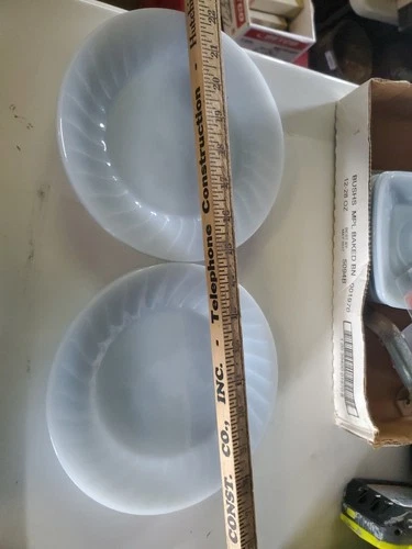 4 Vintage 1950s Anchor Hocking Fire King Blue Delphite 7 1/4 in Salad Plates