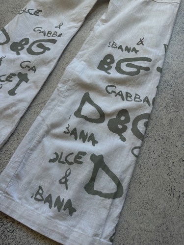 Vintage Dolce and Gabbana Womens White Linen Multilogo Pants Size L-XL - Picture 3 of 14