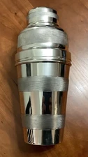 ENGLISH ART DECO ENGINE TURNED SILVERPLATE COCKTAIL SHAKER S. J. LEVY & Co.