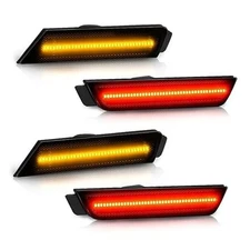  Smoked Lens LED Side Marker Lights for Chevy Camaro 2010 Amber&Red Single row