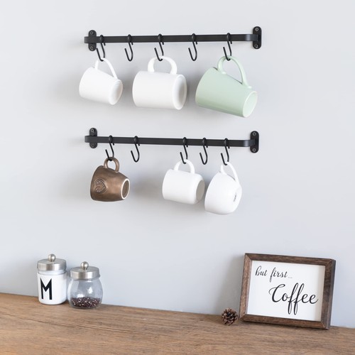 Becherhalter Wandhalterung, Metall Kaffeetassenständer Aufhänger mit 10 Tassenhaken, Becherdi... - Bild 2 von 6