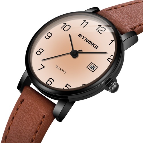 Couples Mens Women Simple Leather Strap Quartz Dress Wrist Watch - Picture 8 of 25