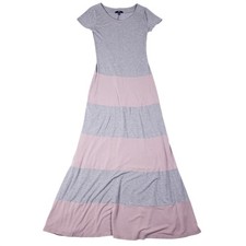 Gap Colorblock Maxi Dress Gray Mauve Scoop Neck Modal Stretch XS Soft Lounge