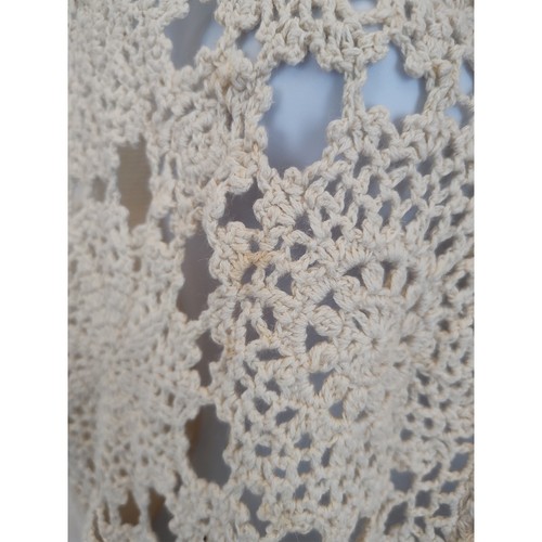 New Vintage Crochet Vest Ivory Cottage 90s Soft Cape Isle Knitter Stretch Boho M - Picture 12 of 13