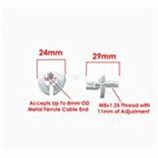 8mm Anodized Aluminum Cable Adjuster with Larger Adjusting Nut 34-67082