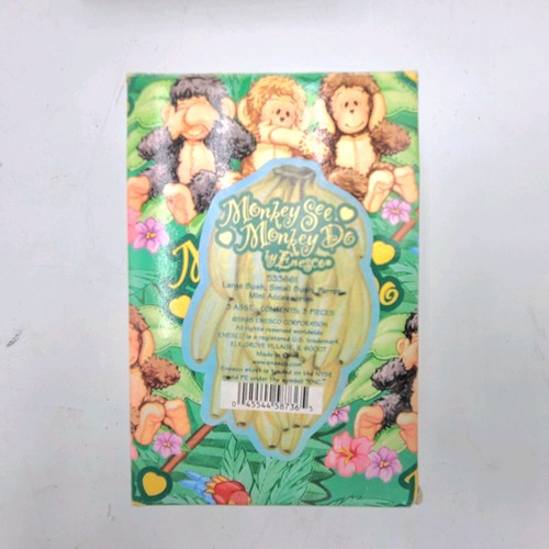 VTG 1998 Enesco Monkey See, Monket Do Figurine #533661 Large Small Bush, Parrot - Picture 2 of 3
