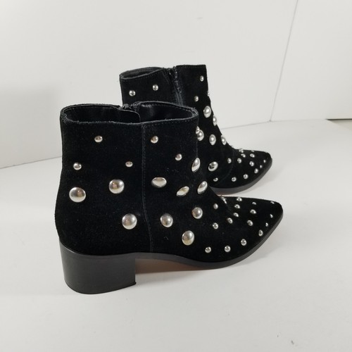 Kenneth Cole Booties Women's 7.5 Barston Black Leather Suede Studded Ankle Boots - Picture 2 of 6