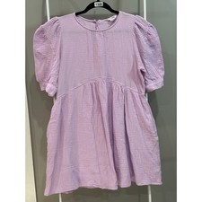 &merci Cotton Gauze Puff Sleeve Babydoll Mini Dress Lavender M Boho Soft Girl