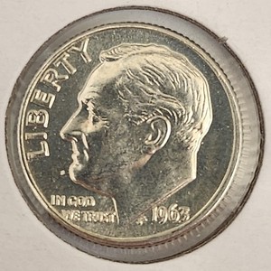 1963-D Roosevelt Silver Dime Coin AU+
