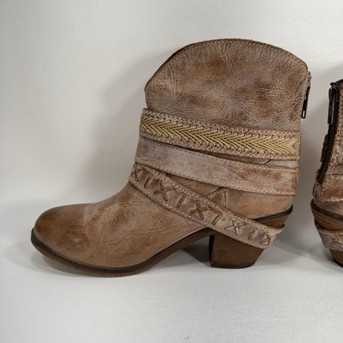 Corral Boots Cognac Distressed Mixed Straps Indie Spirit PB018 Women’s Size 8 M - Picture 7 of 11
