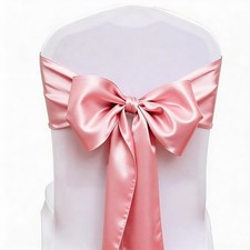 Pack of 50 Satin Dusty Pink Chair Sashes Bows 7 X 108 Inch Universal Chair Ri...