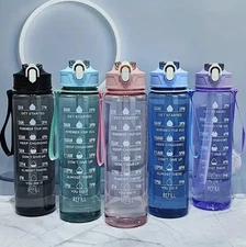 1pc 800ml Sports Water Bottle Leak Proof Plastic Drinking Cup Travel - NEW