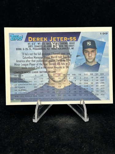 DETEK JETER Future Star 1995 Topps #199 HOF MLB Yankees 🔥MINT🔥 - Picture 2 of 12