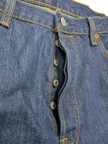 Levis 501 Original Fit Jeans Herren 38x34 Blau Straight Leg Button Fly Rot Hellbraun - Bild 7 von 10