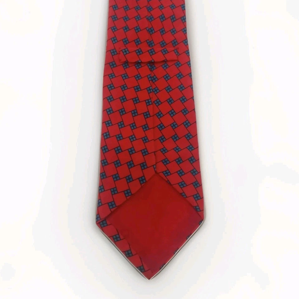 Corbata de seda Turnbull & Asser roja azul vibrante 58"x3" hecha en Inglaterra Neiman Marcus Foto 3 de 4