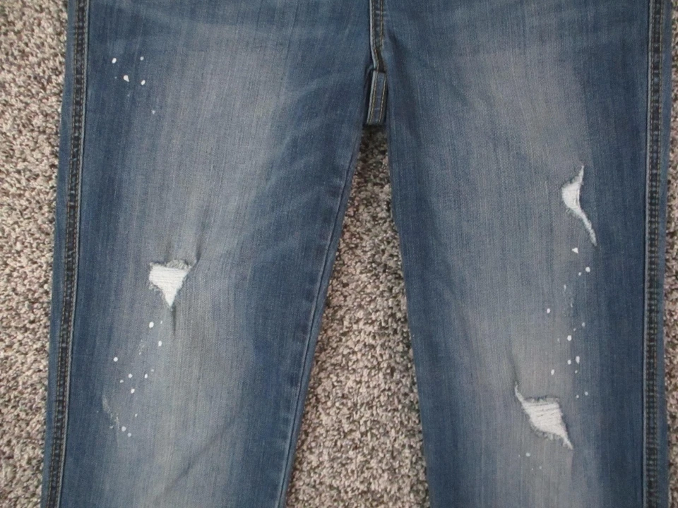 Pantalones de mezclilla Seven7 para mujer 4 azules fin de semana ajuste fácil novio desgastado elástico 29x28 Foto 3 de 4