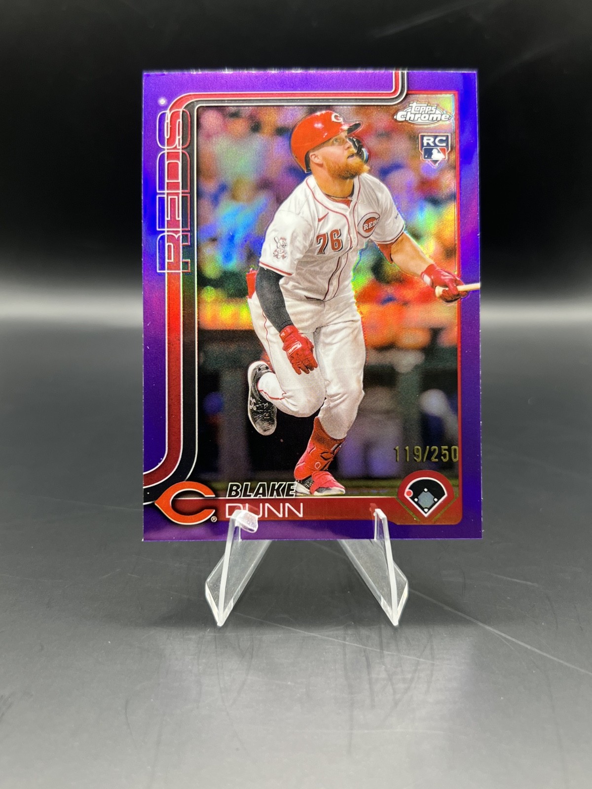 2025 Topps Chrome #161 Blake Dunn Purple Refractor /250 - Cincinnati Reds (RC)