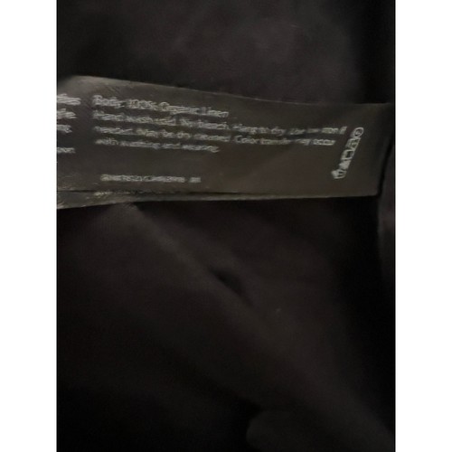 Eileen Fisher 100% Organic Linen Open Jacket Blazer M Black Pockets Long Sleeve - Picture 5 of 5