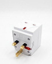 Status 3 Way Multi Plug Adaptor UK 3 Socket Extension Home Office White New