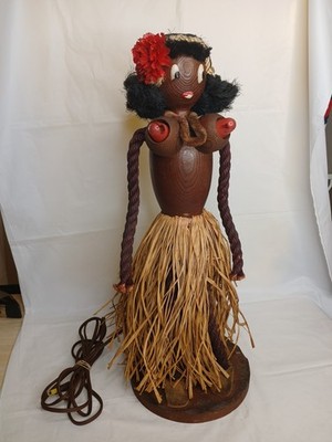 Vtg Tiki Bar Hula Girl Hawaiian Lamp Light up Boobies Working *No Basket* 