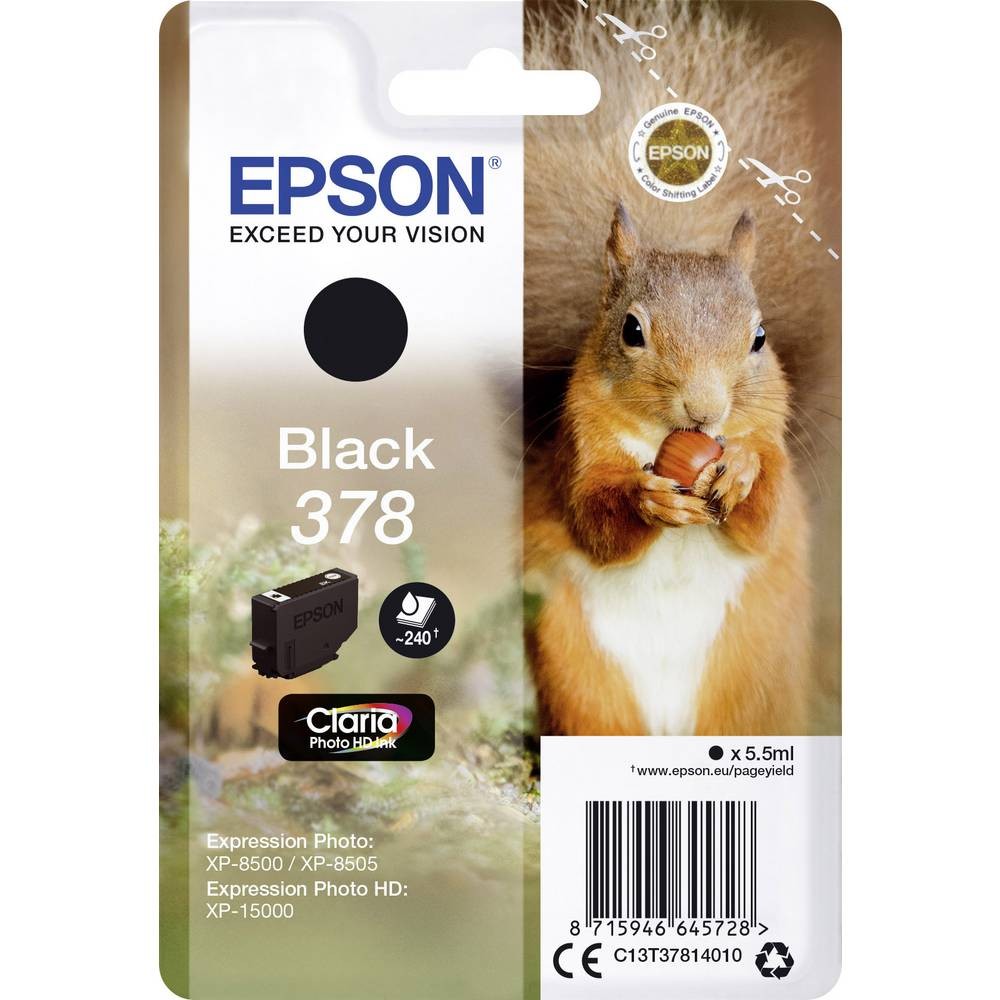 Cartouche Epson d'origine T3781 C13T37814010 noir pour des tirages photo durables