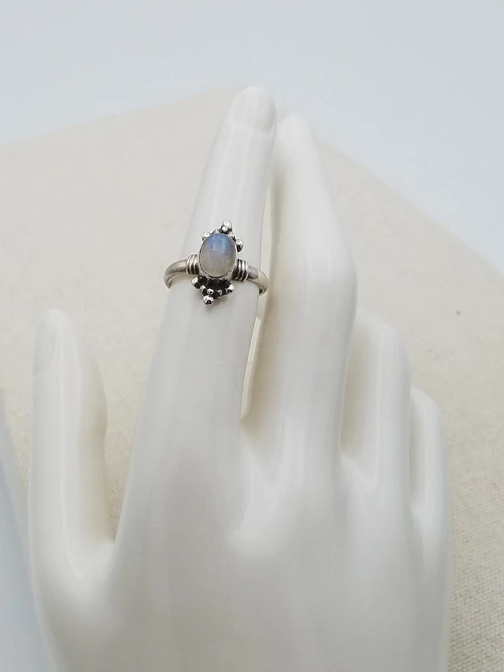 Винтажное кольцо из стерлингового серебра 925 пробы с лунным камнем размер 6 - Изображение 4 из 4
