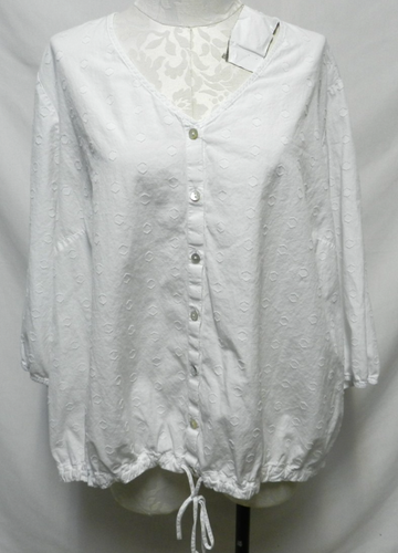 J. Jill white 100T Cotton elastic drawstring waist blouse top Size Sz XXXL 3X