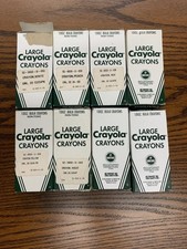 1995 Crayola Large Crayons 8 boxes - Used -USA made yellow, Red violet, Peach.