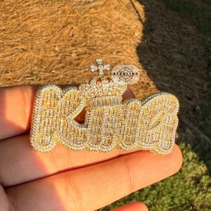 Authentic King Iced Pendant 14k Gold Plated Hip Hop Statement + AntiTarnish Rope Chain