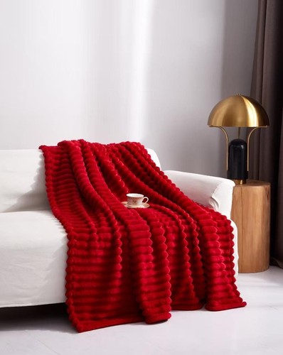 Ribbed Soft Fleece Throw Chunky Cord Faux Fur Blanket Sofa Bed King Double UK - Picture 38 of 47