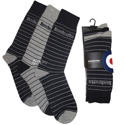 3 pares de calcetines ricos de algodón de diseñador Lambretta Target talla 6-11 - Imagen 5 de 8