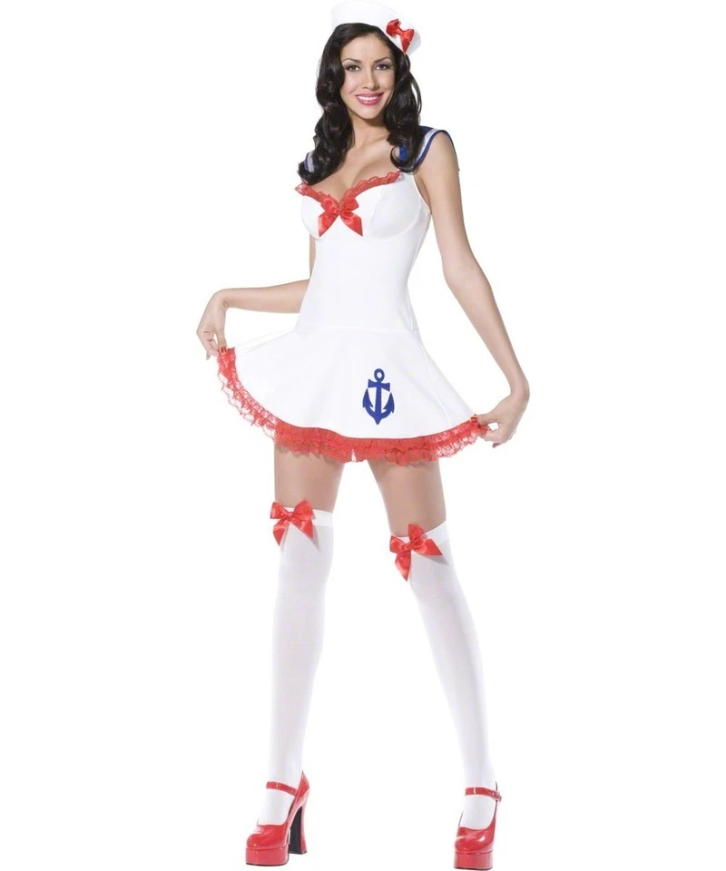 Sexy Disfraz Pinup Halloween Adulto Para Mujer Años Cincuenta Niña Marinera Foto 2 de 4