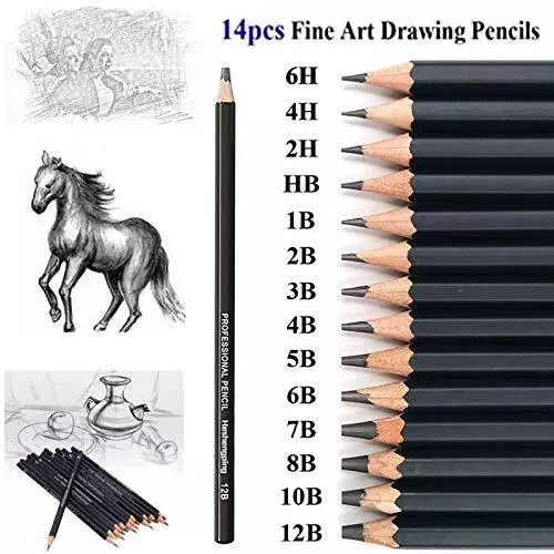 Heshengping, Sketching Pencil Set Drawing Pen Charcoal Sketch Kit Cover Graphite Pencils Charcoal Pencils Watercolor Pencils Paper Erasable Pen