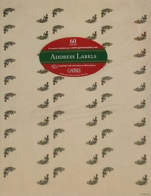 60count RIBBON & HOLLY Gartner Studios Holiday Address labels - Printer Safe