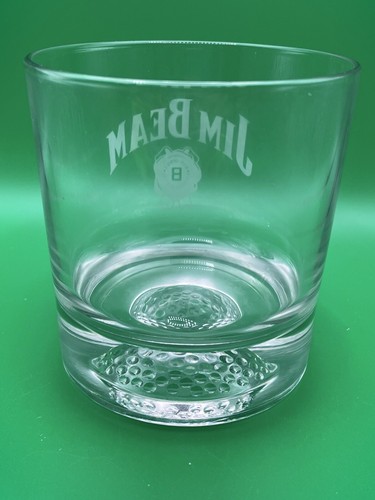 Jim Beam Whiskey Rocks Glass Embossed Golf Ball bottom 3.5" Sports Free Ship - Picture 6 of 11