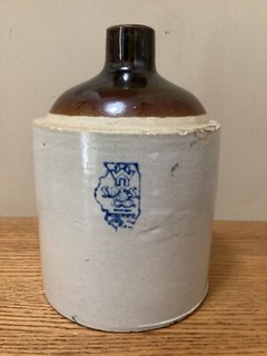 White Hall W H S.P & S. Co 1/2 Gallon Stoneware Whiskey Jug Illinois Rare