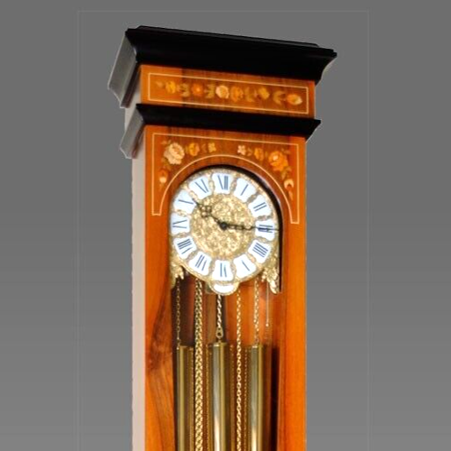 Orologio Pendolo Colonna Pesi Ottone Legno Noce Intarsiato Nuovo Made in Italy ! - Picture 2 of 4