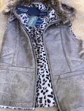 Montanaco Faux Fur Distressed Leather Cheetah Vest Medium New Rtl $109