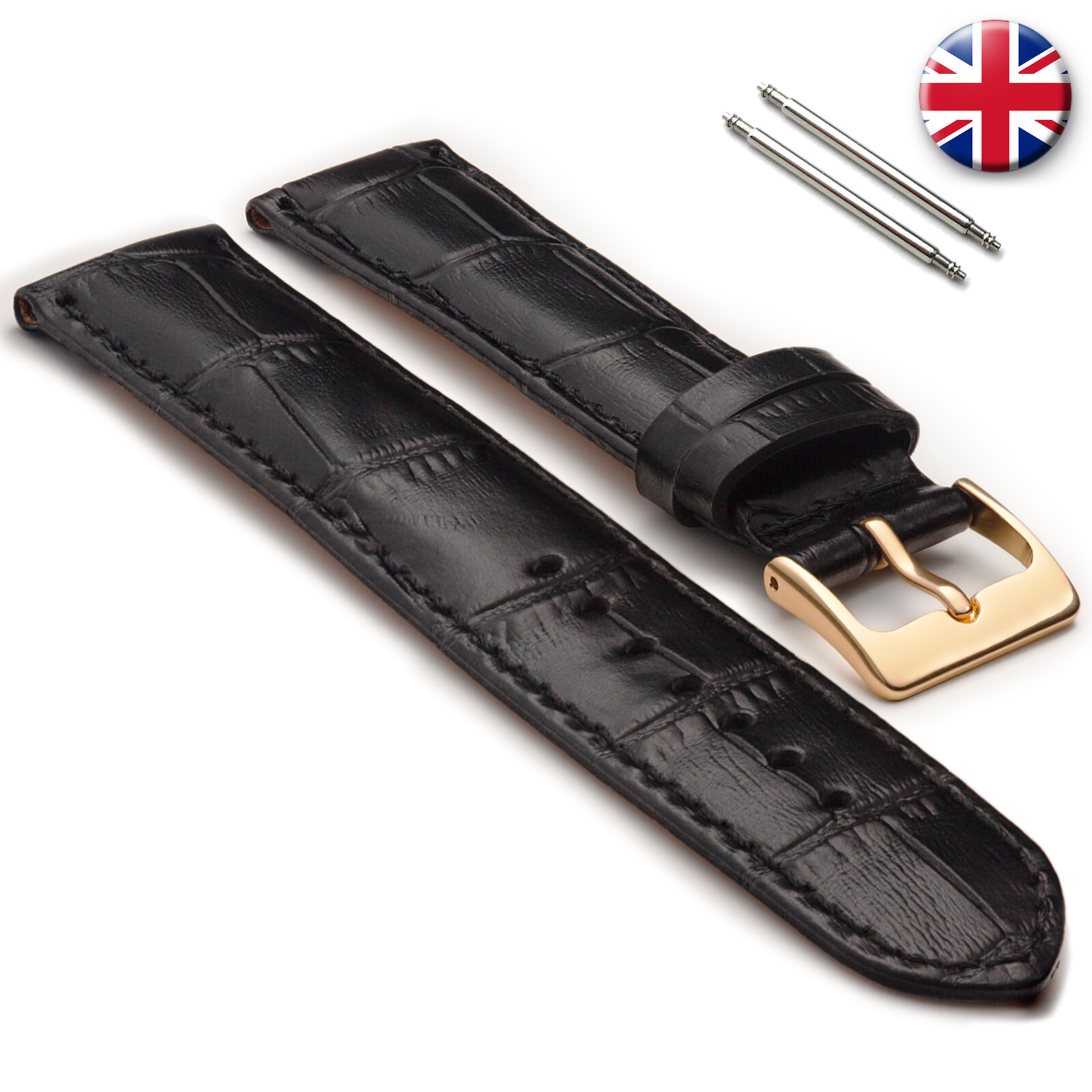 Men's Genuine Shiny Croco Padded Leather Watch Straps eBay
