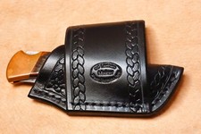 Custom Black Leather Crossdraw Sheath w/rope for Buck 110/112